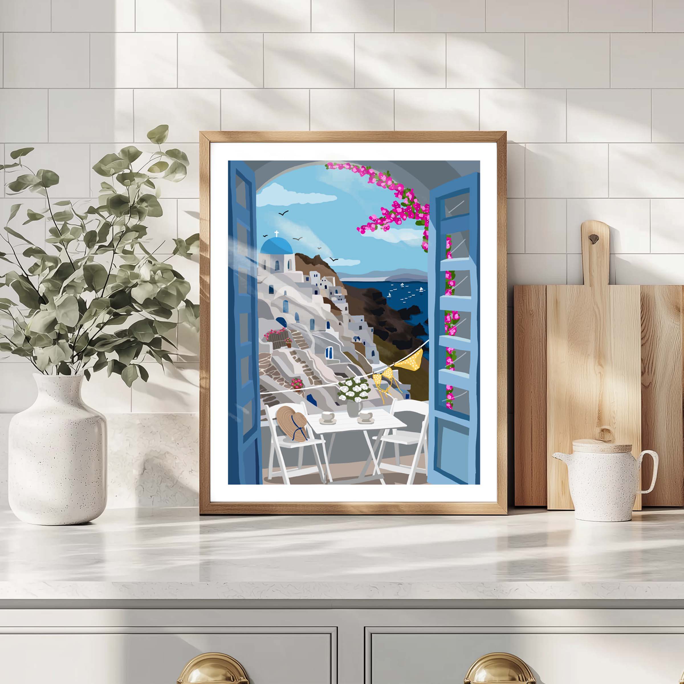 Santorini Through The Window – Fox Burrow Designs