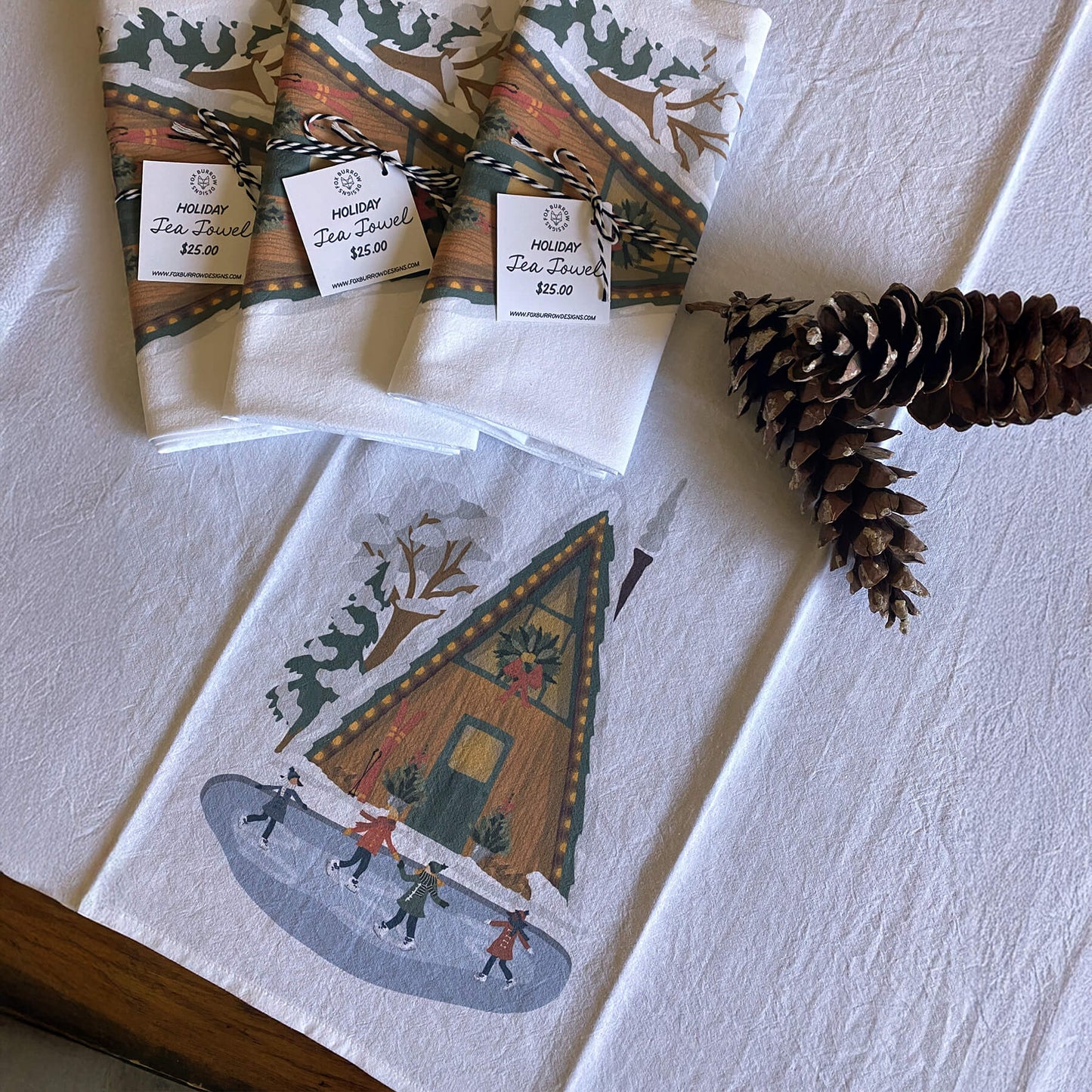 Holiday Cabin Tea Towel