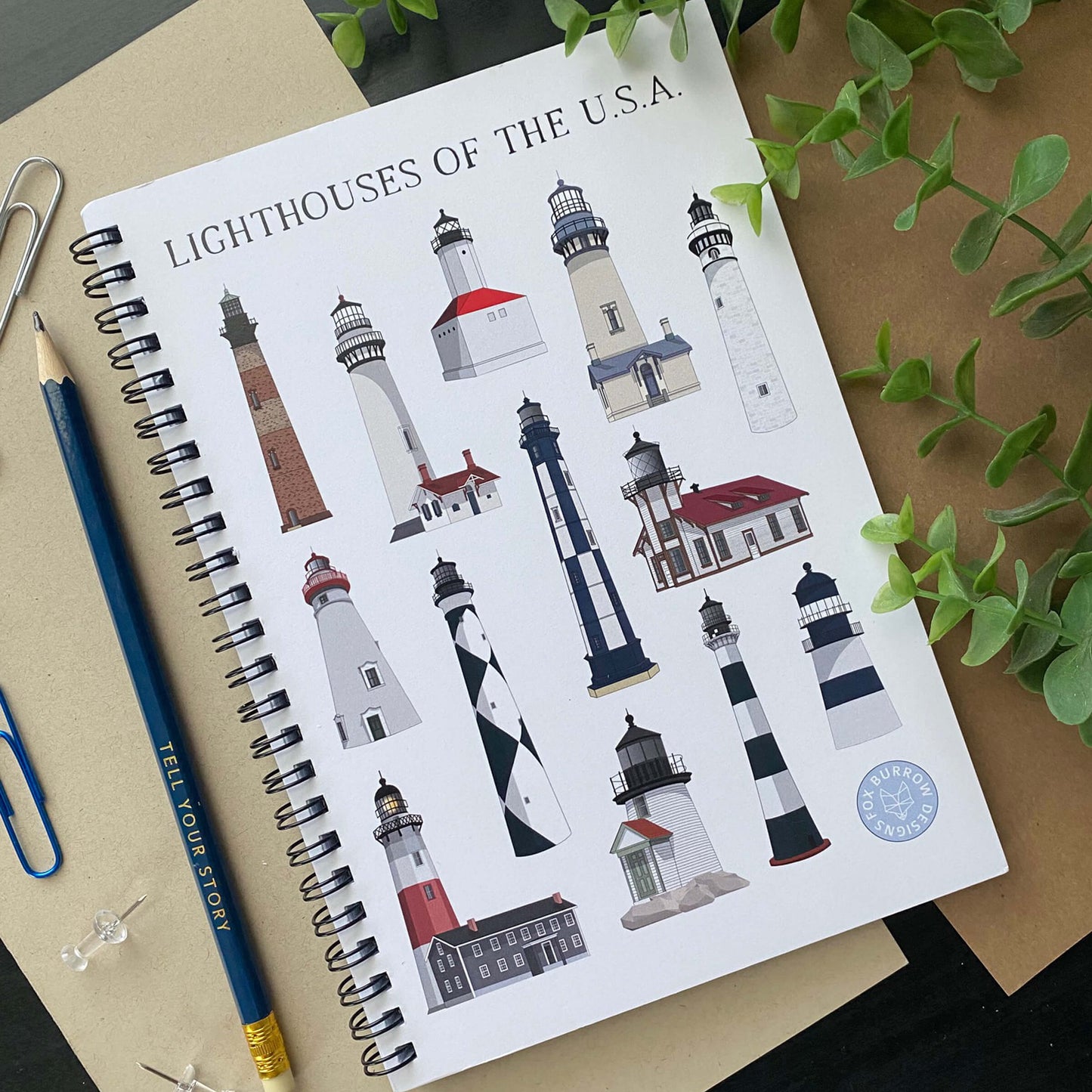 Lighthouses of the USA Lined Notebook