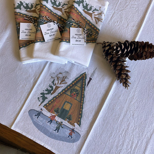Holiday Cabin Tea Towel