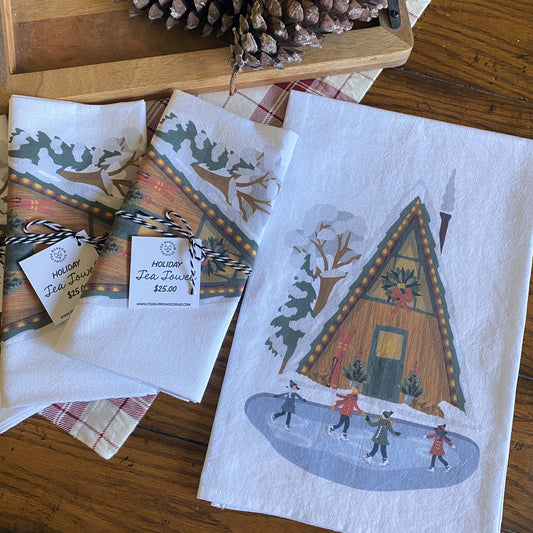 Holiday Cabin Tea Towel