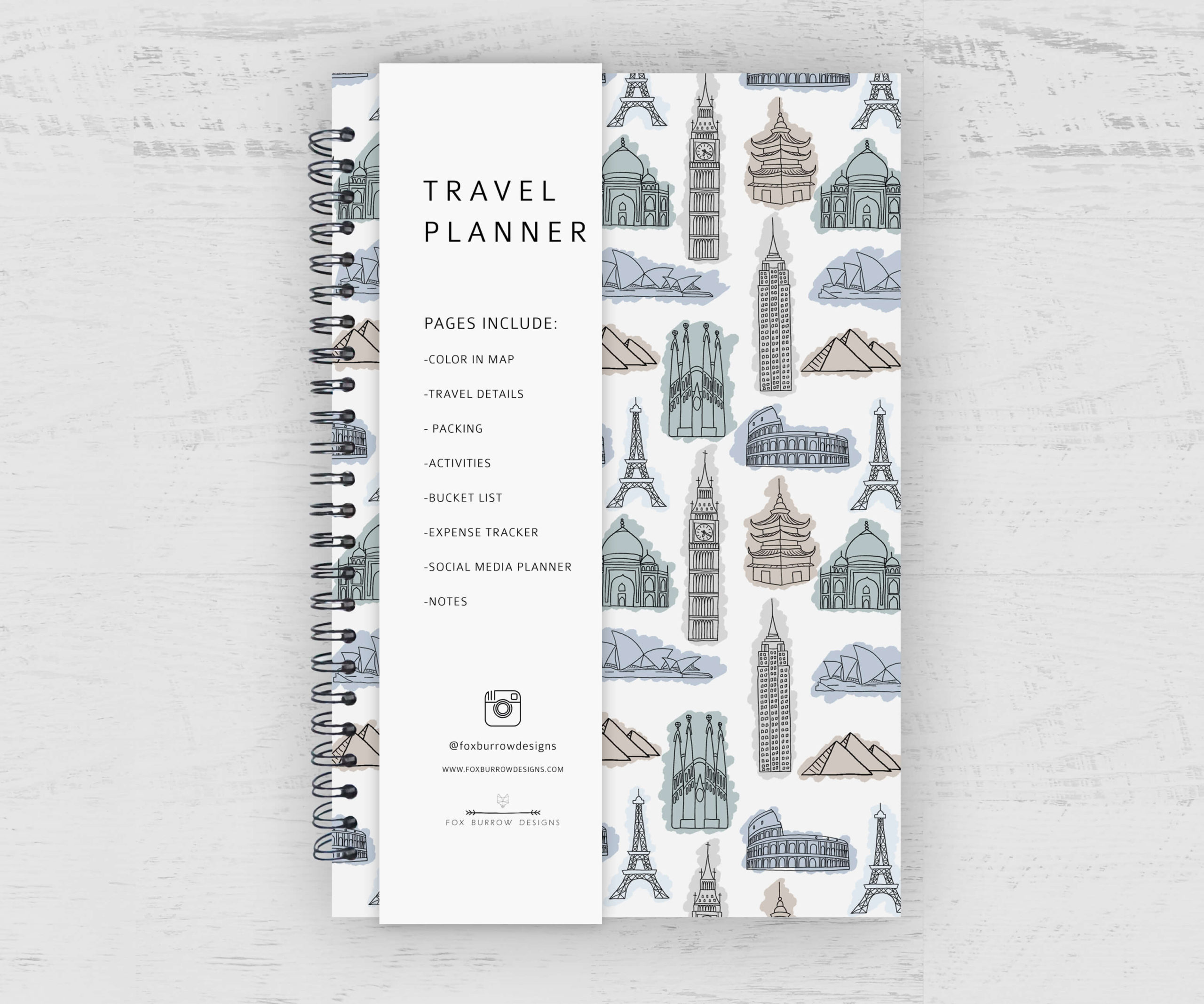 Landmarks Travel Planner - Fox Burrow Designs