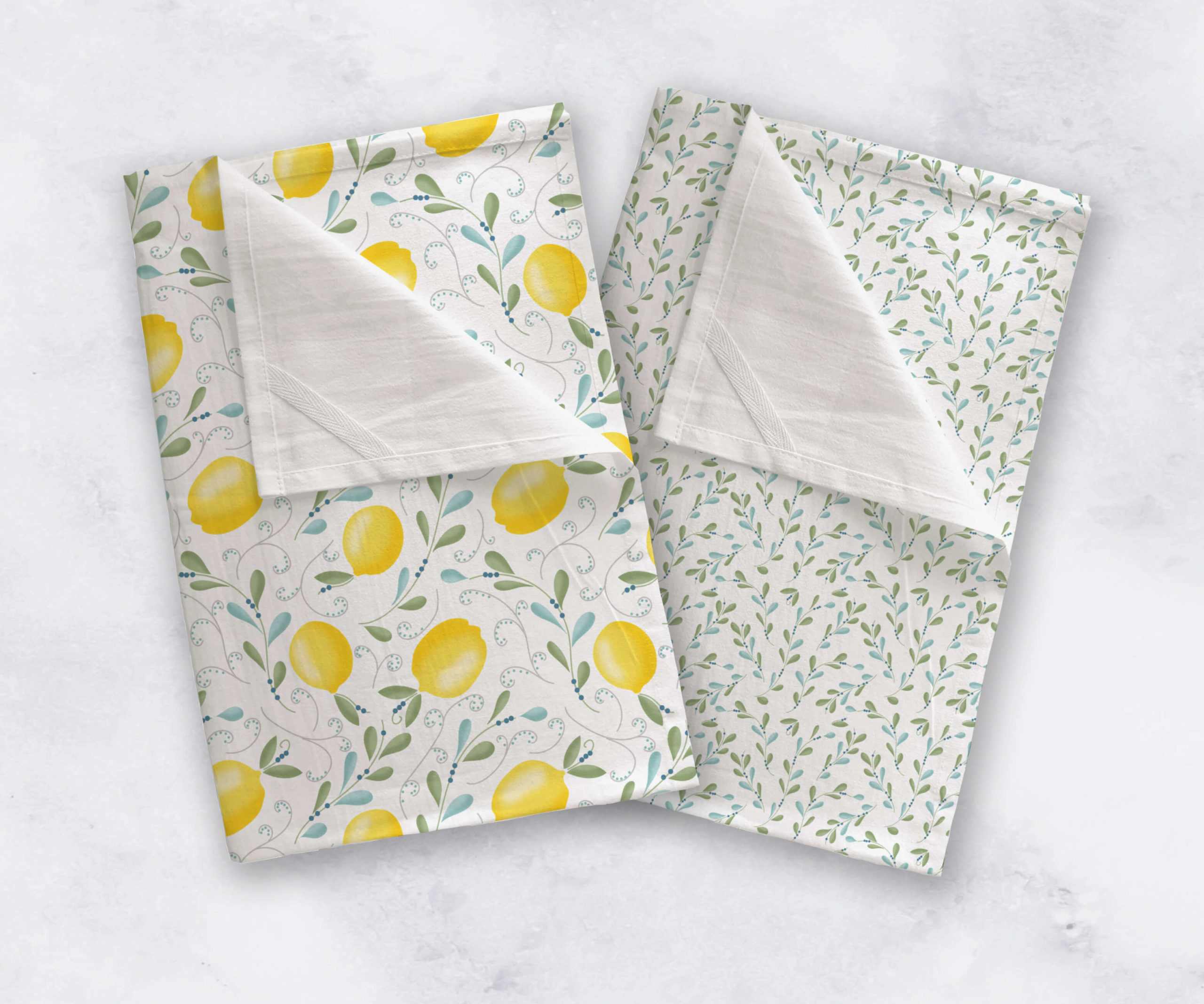 Download Tea Towel Set Of Two Lemons Fox Burrow Designs