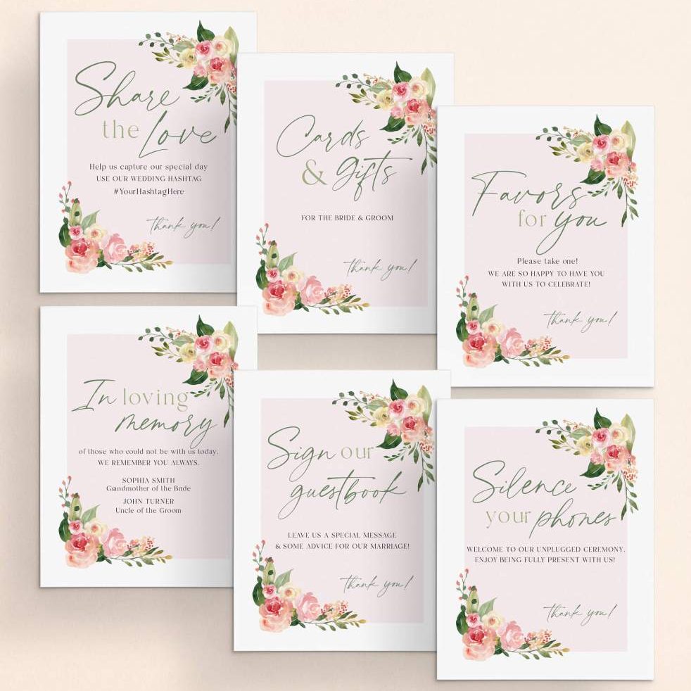 floral wedding sign bundle